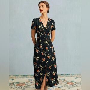 RIHOAS Black Floral Maxi Dress